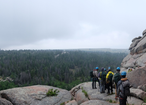 Students climbing in Vedauwoo on course with Outward Bound.