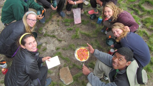 cooking food in the campsite