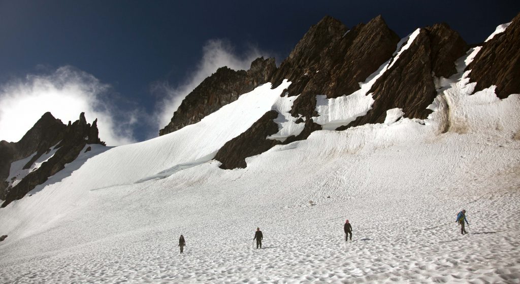 mountaineering on a summer expedition in the PNW.