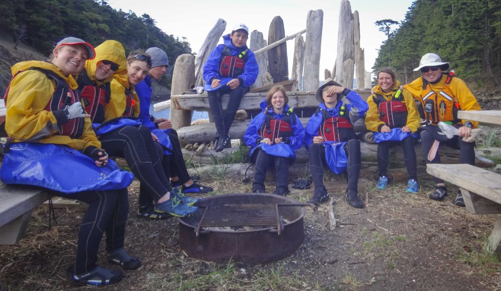 sea kayaking on a summer expedition in washington