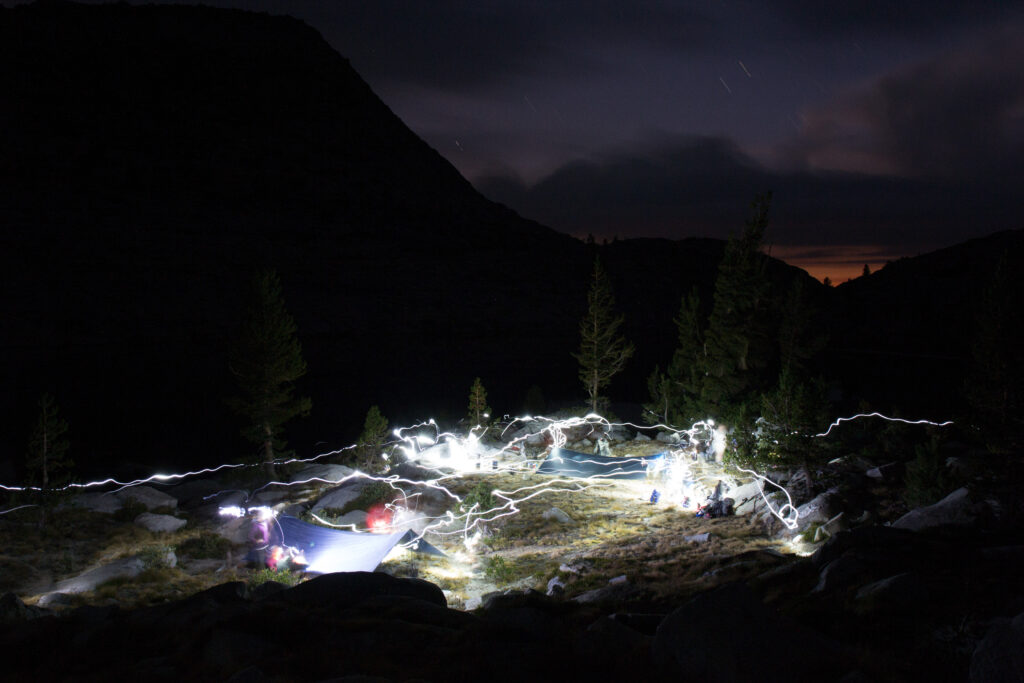 welcoming campsite at night